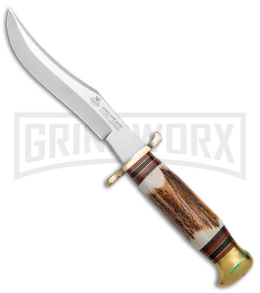 Linder Siberian Skinner Brown/White Fixed Blade Knife - Polished Plain -AKC Knife Shop Linder Siberian Skinner Fixed Blade Polished BHQ 144612 jr large