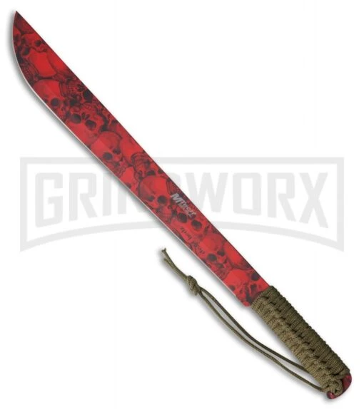 M-Tech Dead Headz Brown Paracord Machete - Red Plain -AKC Knife Shop M Tech Dead Headz Machete Brown Paracord Red BP 23251 jr large