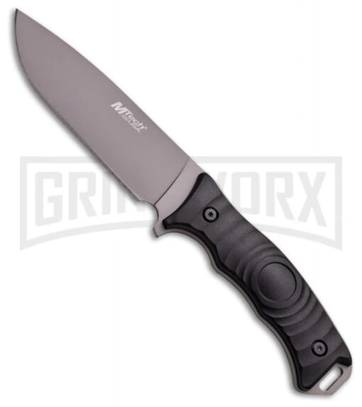 M-Tech Steel Horse Black Fixed Blade Knife - Gray Plain -AKC Knife Shop M Tech Steel Horse black gray BHQ 57675 er large