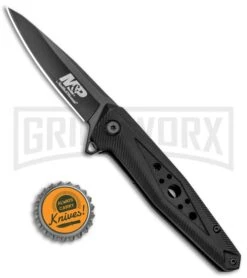 M&P U.G. Black Rubber Folding Knife - Black Plain -AKC Knife Shop MP U.G. LL Black Rubber Black 1100074 BHQ 93643 jr bottlecap large