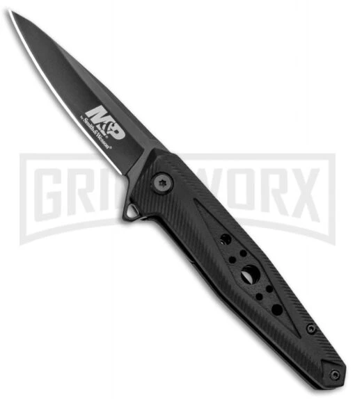 M&P U.G. Black Rubber Folding Knife - Black Plain -AKC Knife Shop MP U.G. LL Black Rubber Black 1100074 BHQ 93643 jr large