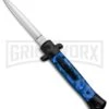 Mago 9" Blue Acrylic Italian Dagger OTF Automatic Knife Flat Grind -AKC Knife Shop Mago 9in Blue Marble Italian Dagger OTF Auto Black Satin GX 37085 jr large