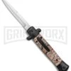 Mago 9" Diamondback Black Italian Stiletto OTF Automatic Bayo (3.8" Satin) -AKC Knife Shop Mago 9in Diamondback Black Italian Stiletto OTF Auto Bayo Satin GX 37365 jr large