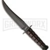 Marble's Jet Pilot Brown Stacked Leather Fixed Blade Knife - Black Plain -AKC Knife Shop Marbles Jet Pilot Brown stacked leather black plain BHQ 57229 er large