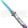 Milano 9" Italian Stiletto White Swirl Automatic Knife - Bayonet Spectrum -AKC Knife Shop Milano 9in Italian Stiletto White Swirl Auto Bayo Spectrum GSE019RBMWT GX 33537 jr large