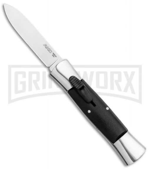 AKC 007 Concord Black OTF Automatic Knife Gray/Black - Spear Point Satin -AKC Knife Shop Minion Concord Polish Black OTF Auto Flat Satin Plain GX 35509 jr large