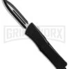 Night Bird D/A OTF Automatic Knife Smooth Black Handle - Dagger Black Plain -AKC Knife Shop Night Bird DA OTF smooth black handle dagger black plain BP 26476 er large