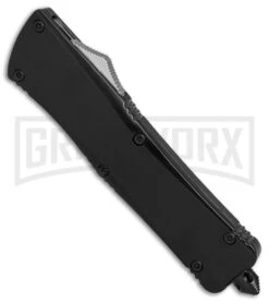 Night Bird D/A OTF Automatic Knife Smooth Black Handle - Dagger Black Plain -AKC Knife Shop Night Bird DA OTF smooth black handle dagger black plain BP 26476 er spine large