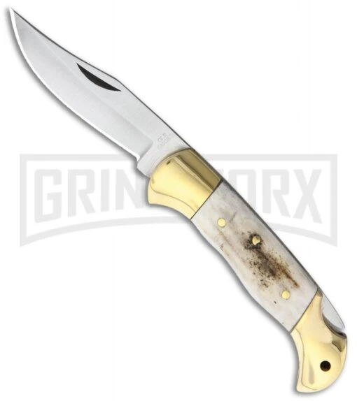 Ole Smoky Lockback White Stag Bone Pocket Knife -AKC Knife Shop Ole smokey lb white stag bone BHQ 74666 jr large