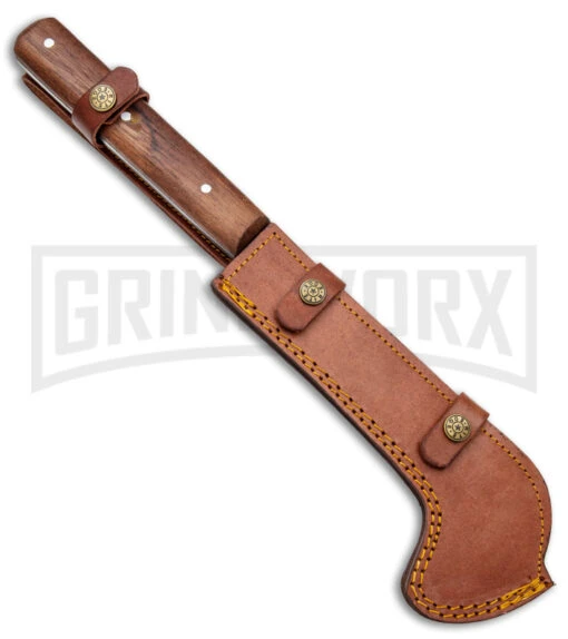 Pakistan Machete Brown Fixed Blade Knife - Bill Hook Two Tone Plain -AKC Knife Shop Pakistan Bill Hook Machete BHQ 101491 jr sheath large