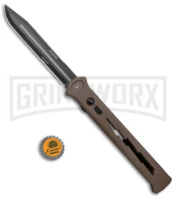 Paragon Estiletto Dark Earth Bolt Automatic OTF Knife - Black Clip Point -AKC Knife Shop Paragon Estiletto CP OTF Auto Dark Earth Lightning Bolt Black EST CP LB FDE B DE BHQ 134551 jr bottlecap large