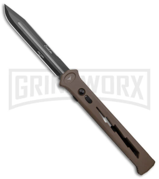 Paragon Estiletto Dark Earth Bolt Automatic OTF Knife - Black Clip Point -AKC Knife Shop Paragon Estiletto CP OTF Auto Dark Earth Lightning Bolt Black EST CP LB FDE B DE BHQ 134551 jr large