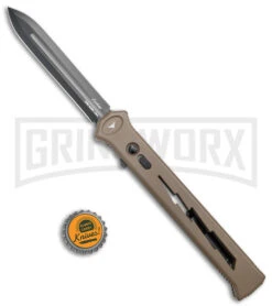 Paragon Estiletto Dark Earth Bolt Automatic OTF Knife - Black Spear Point -AKC Knife Shop Paragon Estiletto SP OTF Auto Black Lightning Bolt Dark Earth Black BHQ 137456 jr bottlecap large