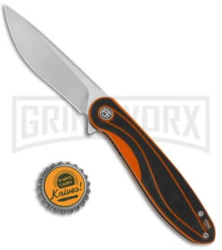 Petrified Fish Skipper Orange G-10 PF858 Liner Lock Knife - Satin D2 -AKC Knife Shop Petrified Fish Skipper LL Orange Black G 10 Satin BHQ 177717 jr bottlecap large