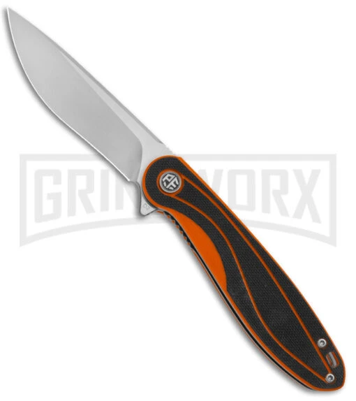 Petrified Fish Skipper Orange G-10 PF858 Liner Lock Knife - Satin D2 -AKC Knife Shop Petrified Fish Skipper LL Orange Black G 10 Satin BHQ 177717 jr large