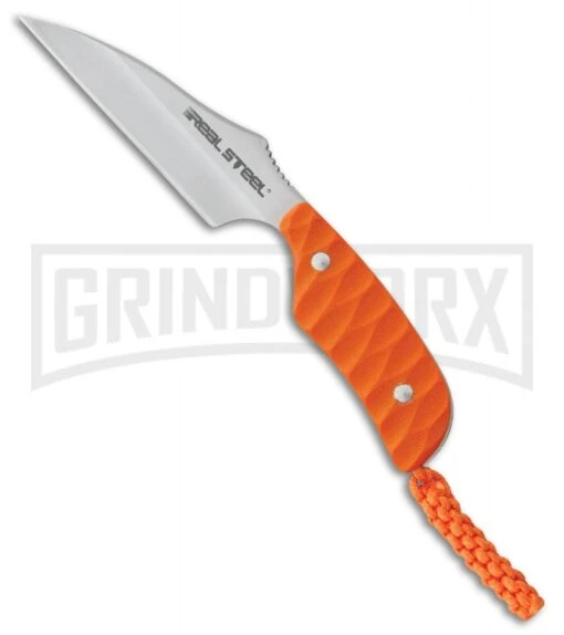 Real Steel Mini 130B Orange Neck Knife - Satin Plain -AKC Knife Shop Real Steel Mini 130B Orange Neck Knife Satin BP 23873 jr large