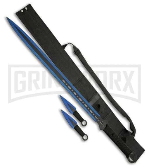 Rite Edge 28" Dark Ninja Sword Set - Blue -AKC Knife Shop Rite Edge 28in Dark Ninja Sword Set blue BHQ 81544 er large