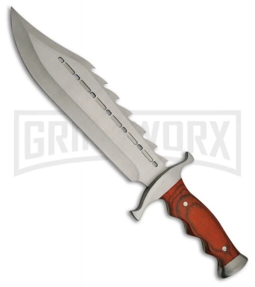 Rite Edge Bowie Gator Back Pakkawood Fixed Blade Knife - Satin Plain -AKC Knife Shop Rite Edge Bowie Gator Back Pakkawood satin plain BHQ 72760 er large