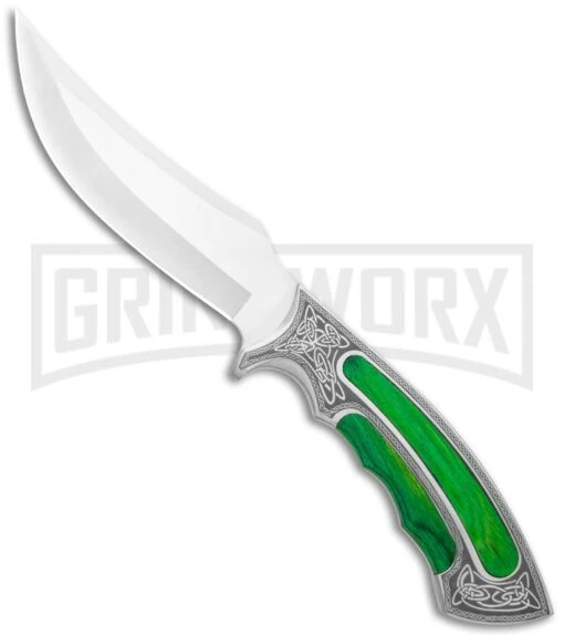 Rite Edge Gentleman Hunter Bowie Green Fixed Blade Knife - Satin Plain -AKC Knife Shop Rite Edge Gentleman Hunter Bowie Green Fixed Blade Satin GX 25976 jr large