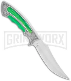 Rite Edge Gentleman Hunter Bowie Green Fixed Blade Knife - Satin Plain -AKC Knife Shop Rite Edge Gentleman Hunter Bowie Green Fixed Blade Satin GX 25976 jr spine large