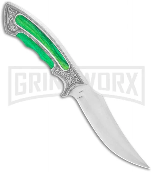 Rite Edge Gentleman Hunter Bowie Green Fixed Blade Knife - Satin Plain -AKC Knife Shop Rite Edge Gentleman Hunter Bowie Green Fixed Blade Satin GX 25976 jr spine large