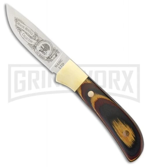 Rite Edge Hunting Heritage Club Multi-Wood Fixed Blade Knife - Satin Plain -AKC Knife Shop Rite Edge Hunting Heritage Club Multi Wood satin plain BHQ 54282 er large