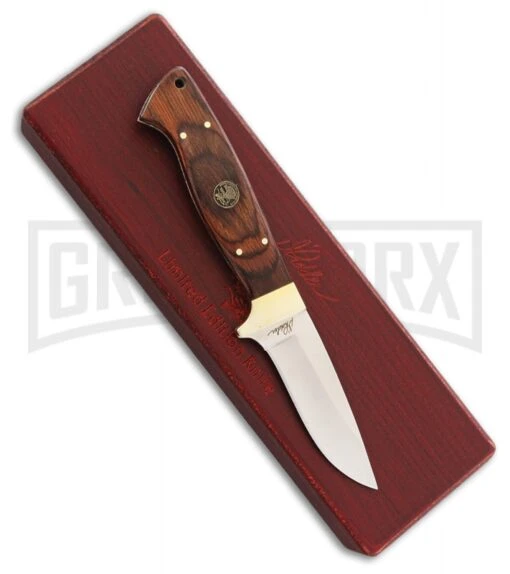 Rite Edge Landowner Brown Wood Fixed Blade Knife - Satin Plain -AKC Knife Shop Rite Edge Landowner Brown Wood Satin plain BHQ 54285 er 2 large