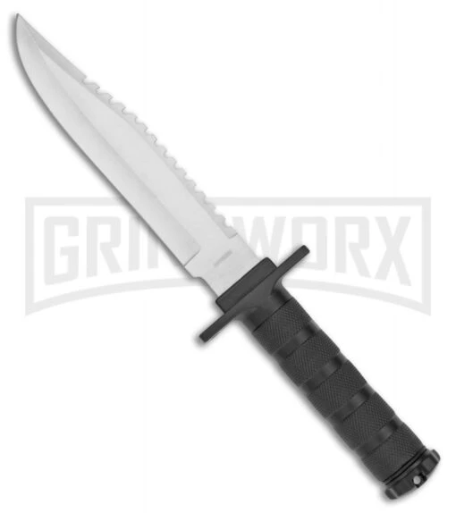 Rite-Edge Trailblazer Black Aluminum Fixed Blade Knife - Satin Plain -AKC Knife Shop Rite Edge Trailblazer Satin BHQ 43128 jr large