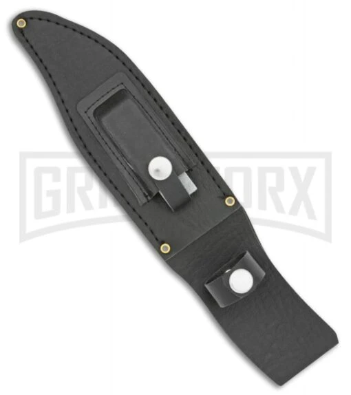 Rite-Edge Trailblazer Black Aluminum Fixed Blade Knife - Satin Plain -AKC Knife Shop Rite Edge Trailblazer Satin BHQ 43128 jr sheath large