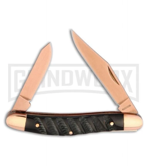 Rough Rider Copper Ridge Baby Copperhead Black Buffalo Horn Pocket Knife -AKC Knife Shop Rough Rider Copper Ridge Baby Copperhead black BHQ 70442 er large