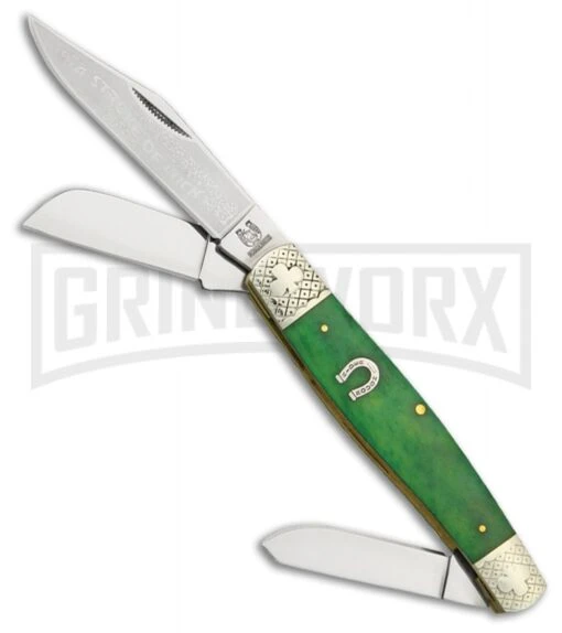 Rough Rider Stroke Of Luck Stockman Green Bone Pocket Knife -AKC Knife Shop Rough Rider Stroke of Luck Stockman Green Bone BHQ 60959 er large