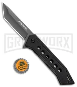 Schrade U.G. Black G-10 Folding Knife - Tanto Gray Plain 1100044 -AKC Knife Shop SCH U.G. Liner Lock Knife BlackG10 Gray Tanto BHQ 93630 kp bottle cap large