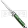 SKM 9" Italian Stiletto Acrylic Green Automatic Knife - Bayonet -AKC Knife Shop SKM 9in Stiletto Auto Green Acrylic Satin Bayo BHQ 51256 jr large