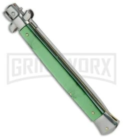 SKM/AB 13" Italian Stiletto Green Pearlex Automatic Knife - Dagger -AKC Knife Shop SKM AB 13in stiletto green pearlex dagger BP 22698 er side large