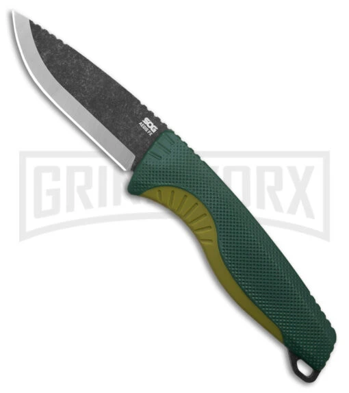 SOG Aegis FX Forest/Moss Green Fixed Blade Knife - Black Stonewash Plain -AKC Knife Shop SOG Aegis FX FBK Forest Moss Green 3in Black SW BHQ 176867 td large