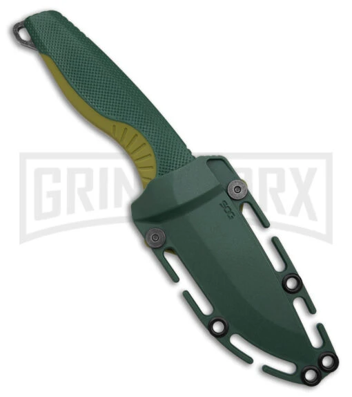 SOG Aegis FX Forest/Moss Green Fixed Blade Knife - Black Stonewash Plain -AKC Knife Shop SOG Aegis FX FBK Forest Moss Green 3in Black SW BHQ 176867 td sheath large