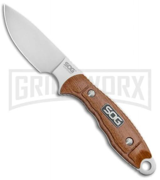 SOG Huntspoint Skinning Wood Fixed Blade Knife - Satin Plain -AKC Knife Shop SOG Huntspoint Skinning Wood HT012L BHQ 15206 jr 2 large