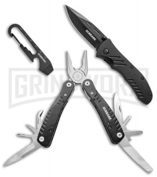 Schrade Three Piece Knife And Tool Combo Pack -AKC Knife Shop Schrade 3 Piece Knife Tool Combo SCHP1734CP BHQ 76168 jr large