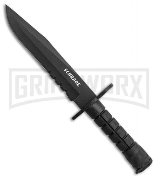 Schrade Combat Knife Black TRP Fixed Blade - Black Serr -AKC Knife Shop Schrade Combat Bayo Black SCHF6BFCP BHQ 62048 jr knife large