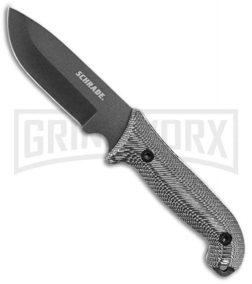 Schrade Frontier Gray Micarta Full Tang Fixed Blade Knife - Black Plain -AKC Knife Shop Schrade Frontier Full Tang gray TPE black SCHF51M BHQ 62033 er large