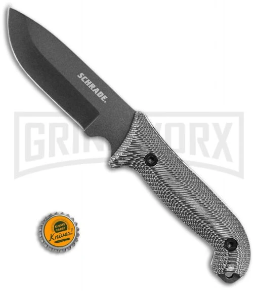 Schrade Frontier Gray Micarta Full Tang Fixed Blade Knife - Black Plain -AKC Knife Shop Schrade Frontier Full Tang gray TPE black SCHF51M BHQ 62033 er size large