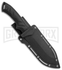 Schrade Guthook Black TPE Fixed Blade Knife - Gray Plain -AKC Knife Shop Schrade Guthook black TPE gray BHQ 62022 er sheath large