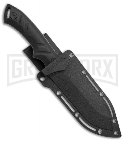 Schrade Guthook Black TPE Fixed Blade Knife - Gray Plain -AKC Knife Shop Schrade Guthook black TPE gray BHQ 62022 er sheath large