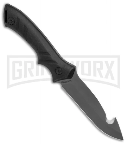 Schrade Guthook Black TPE Fixed Blade Knife - Gray Plain -AKC Knife Shop Schrade Guthook black TPE gray BHQ 62022 er side large