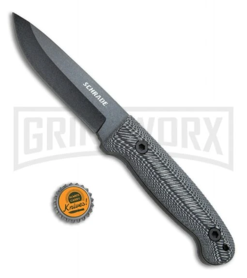 Schrade Large Frontier Micarta Fixed Blade With Ferro Rod - Black SW Plain -AKC Knife Shop Schrade Large Frontier Ferro Rod Micarta Black SW SCHF56LM BHQ 67478 jr bottlecap large