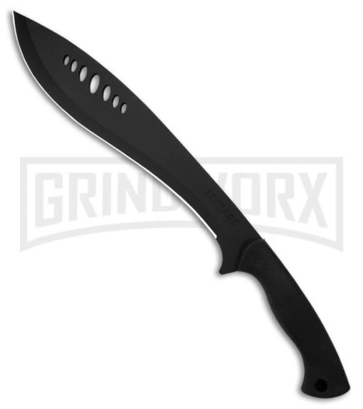 Schrade Large Kukri Machete Black Rubber Fixed Blade - Black Plain -AKC Knife Shop Schrade Large Kukri Machete BHQ 119709 td large