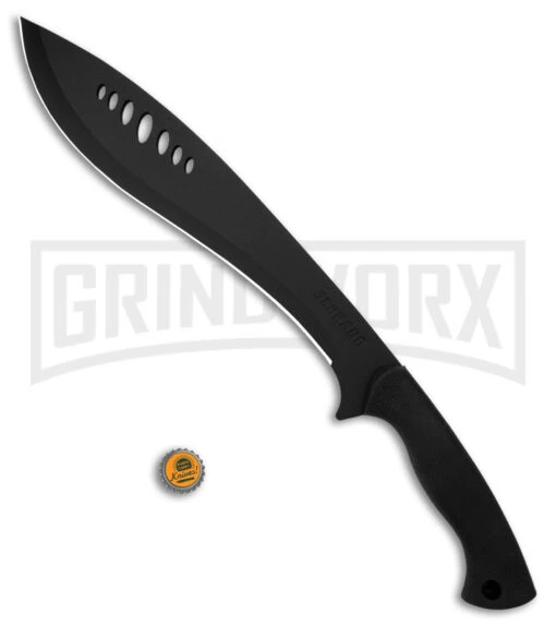 Schrade Large Kukri Machete Black Rubber Fixed Blade - Black Plain -AKC Knife Shop Schrade Large Kukri Machete BHQ 119709 td size large