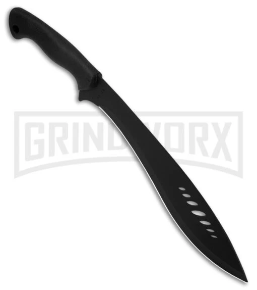 Schrade Large Kukri Machete Black Rubber Fixed Blade - Black Plain -AKC Knife Shop Schrade Large Kukri Machete BHQ 119709 td spine large