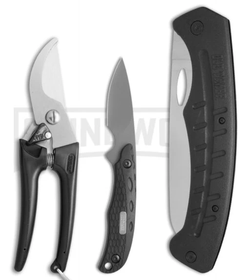 Schrade Old Timer Hunt Prep Kit Fixed Blade W/ Folding Saw & Pruner -AKC Knife Shop Schrade Old Timer Hunt Prep kit lil finger saw pruner BHQ 73779 er large