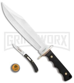 Schrade Old Timer OT Black Polymer Bowie Knife & Folder Satin Plain -AKC Knife Shop Schrade Old Timer OT Bowie Folder 1158653 BHQ 122407 jr bottlecap large